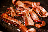 Sizzling Bacon Frying in a Pan