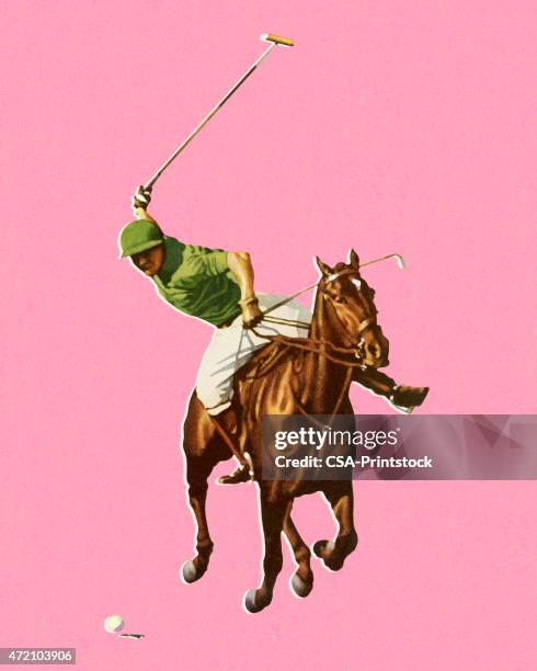 horseback man playing polo - 馬 幅插畫檔、美工圖案、卡通及圖標