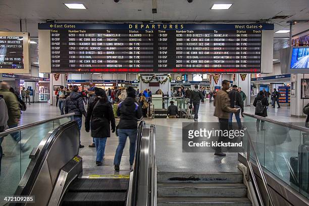 amtrak departures board, penn station - amtrak stock pictures, royalty-free photos & images