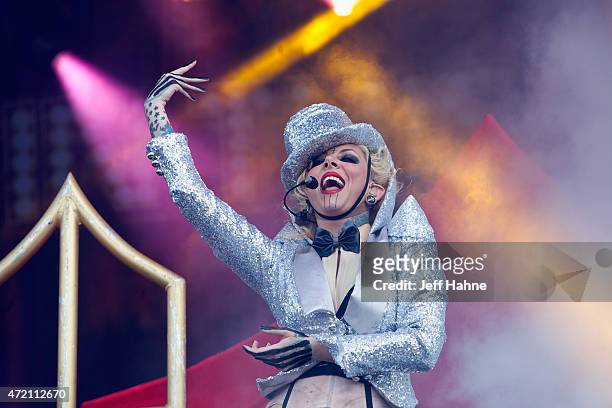 Singer Maria Brink of In This Moment performs during day 2 of the Carolina Rebellion at Charlotte Motor Speedway on May 3, 2015 in Charlotte, North...