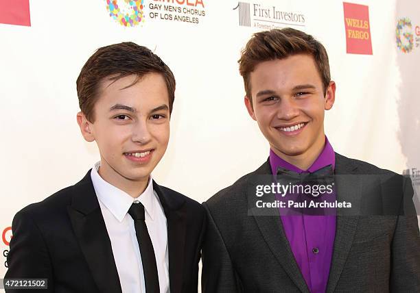 Actors Hayden Byerly and Gavin Macintosh attend GMCLA's 4th annual Voice Awards at The Globe Theatre at Universal Studios on May 3, 2015 in Universal...