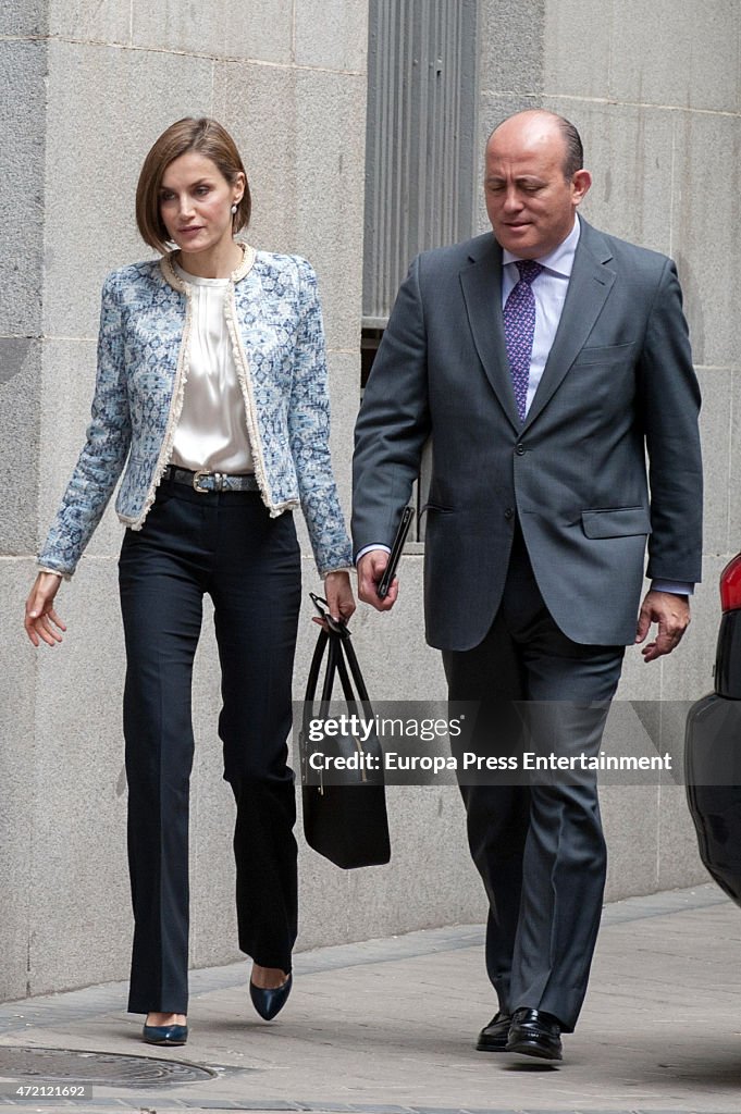 Queen Letizia Of Spain Attends Association Against Cancer Meeting