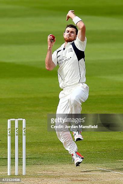 James Harris of Middlesex bowls during day three of the LV County Championship match between Middlesex and Durham at Lord's Cricket Ground on May 4,...