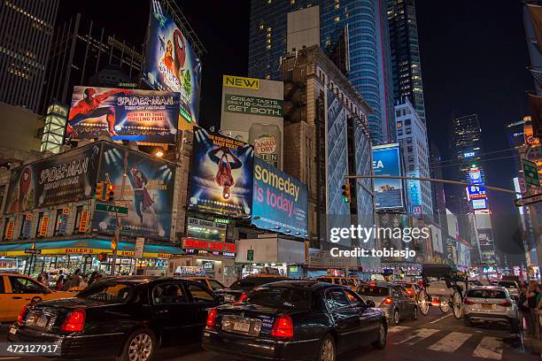 times square manhattan at night - broadway theater exteriors and landmarks stock pictures, royalty-free photos & images