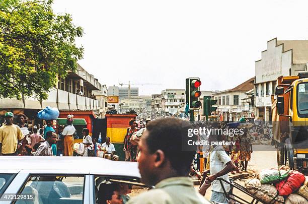 busy african town. - accra stock pictures, royalty-free photos & images