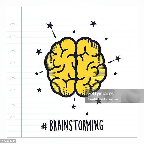 doodle brainstorming icon - brain sketch stock illustrations