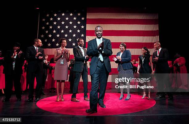 Republican Dr. Ben Carson , a retired pediatric neurosurgeon, speaks as he officially announces his candidacy for President of the United States at...