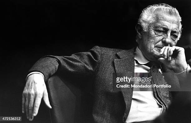 "Portrait of Italian industrialist and politician Gianni Agnelli, president of FIAT. 1980s "