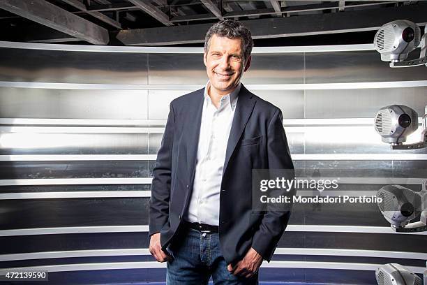 "The TV presenter Fabrizio Frizzi in the studios of the TV show L'eredit. Italy, 3rd April 2014 "