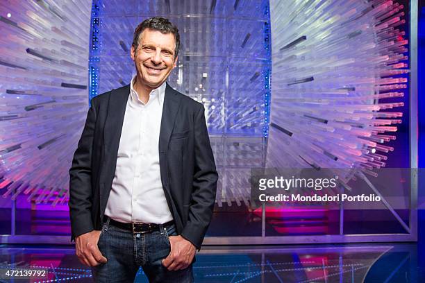 "The TV presenter Fabrizio Frizzi in the studios of the TV show L'eredit. Italy, 3rd April 2014 "