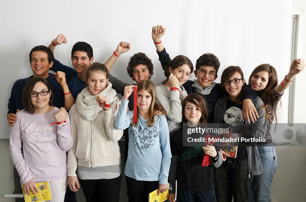 The cast of the TV series Braccialetti rossi in a meeting at the News  Photo - Getty Images