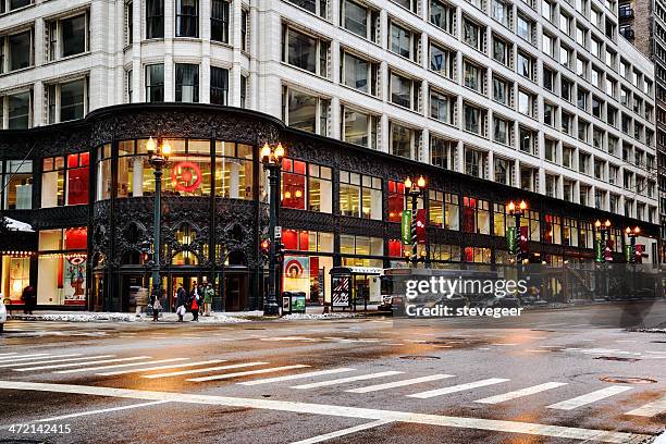 carson pirie scott, al centro de la ciudad de chicago - state st fotografías e imágenes de stock