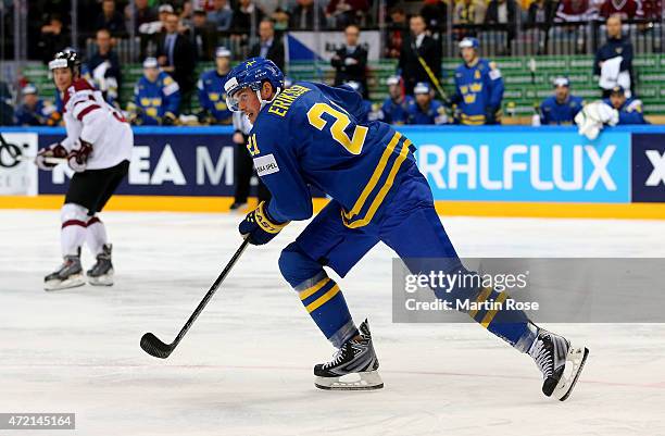 Loui Eriksson of Sweden skates against Latvia during the IIHF World Championship group A match between Latvia and Sweden at o2 Arena on May 4, 2015...