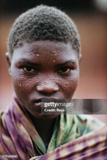 Kanague camp, Rwanda. Portrait of a Hutu Burundian refugee boy during the Rwandan Genocide.