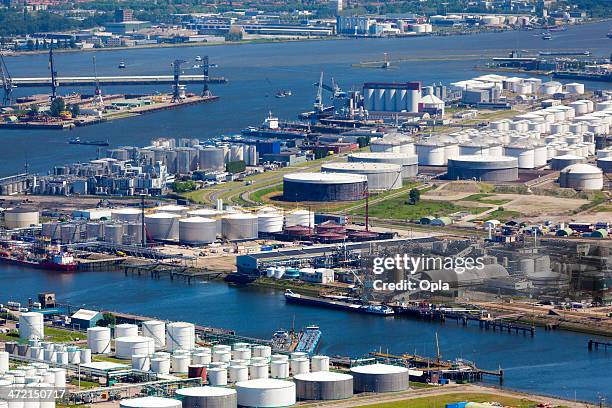 aerial view of the botlek, rotterdam - rotterdam harbour stock pictures, royalty-free photos & images