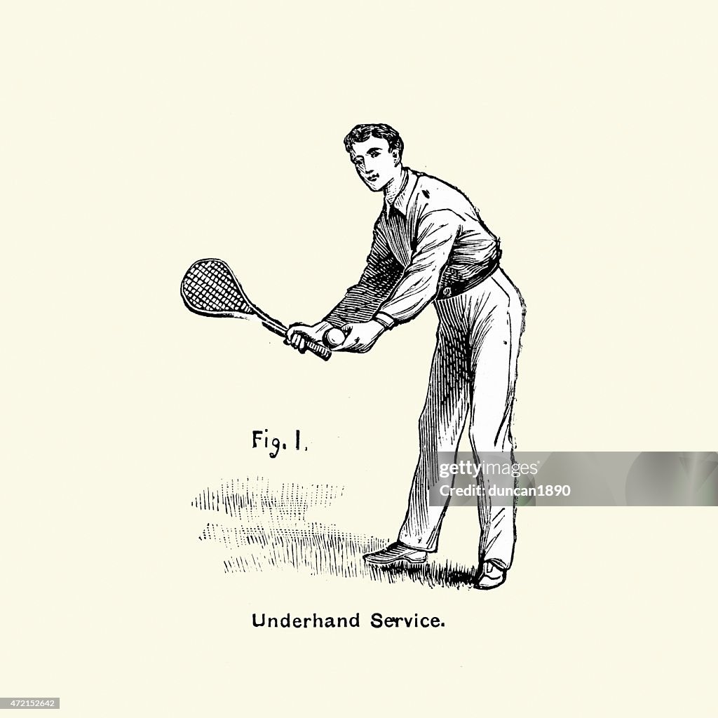 Victorian Tennis Player - Underhand Service