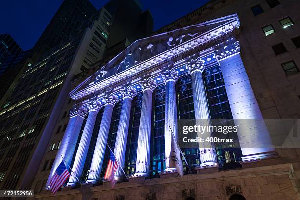 new york stock exchange - nyse night stock pictures, royalty-free photos & images