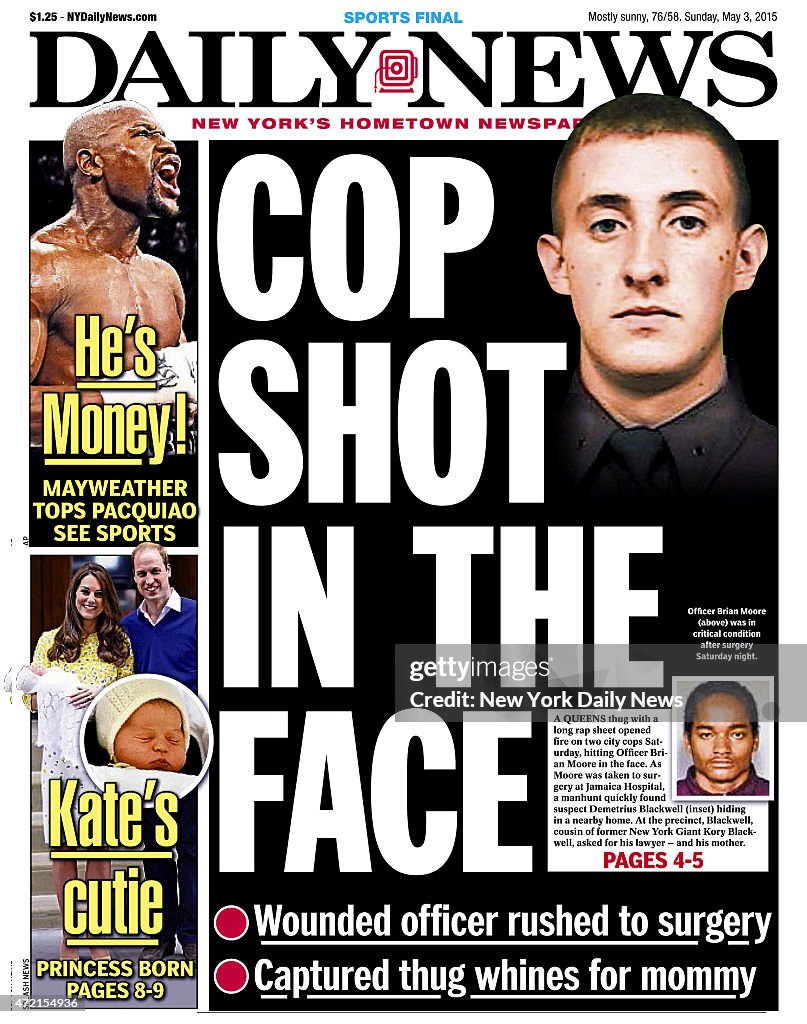Daily News front page Cop Shot Brian Moore