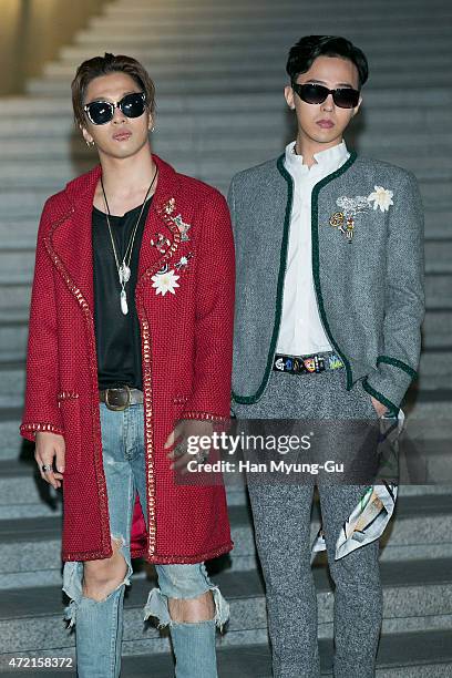 Taeyang and G-Dragon aka Kwon Ji-Yong of South Korean boy band Bigbang attend the Chanel 2015/16 Cruise Collection show on May 4, 2015 in Seoul,...