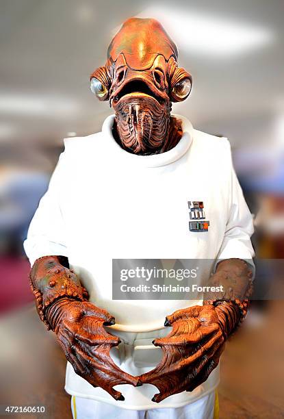 Star Wars character Admiral Ackbar of the Rebel Alliance by The 99th Garrison attends Star Wars Fan Fun Day at Burnley Football Club on May 4, 2015...