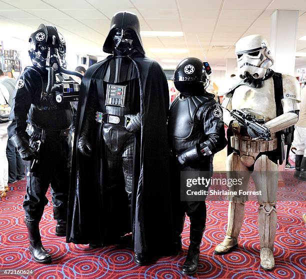 Star Wars characters TIE Figher pilot, Darth Vader, Death Star Imperial Gunner and a Stormtooper of the Galactic Empire by The 99th Garrison attend...