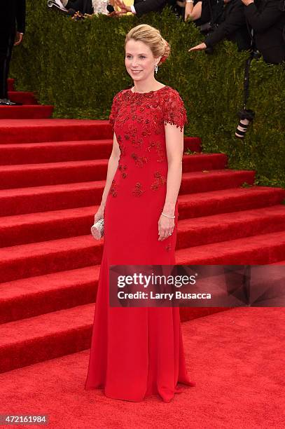 President and CEO of Yahoo Marissa Mayer attends the "China: Through The Looking Glass" Costume Institute Benefit Gala at the Metropolitan Museum of...