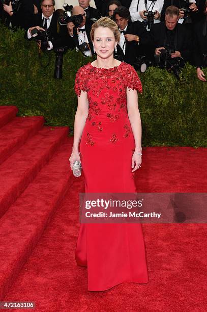 President and CEO of Yahoo Marissa Mayer attends the "China: Through The Looking Glass" Costume Institute Benefit Gala at the Metropolitan Museum of...