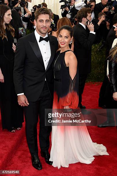 Aaron Rodgers and Olivia Munn attend the "China: Through The Looking Glass" Costume Institute Benefit Gala at the Metropolitan Museum of Art on May...
