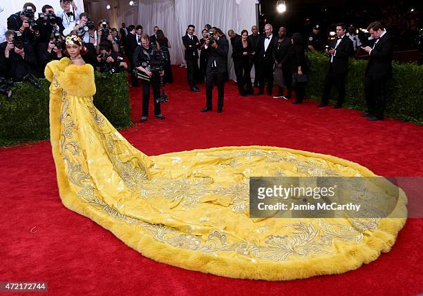 Rihanna attends the "China: Through The Looking Glass" Costume Institute Benefit Gala at the Metropolitan Museum of Art on May 4, 2015 in New York...