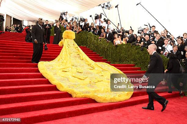 Rihanna attends the "China: Through The Looking Glass" Costume Institute Benefit Gala at the Metropolitan Museum of Art on May 4, 2015 in New York...