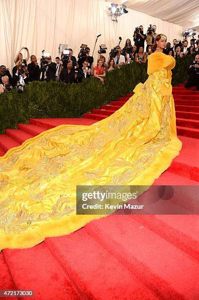 Rihanna attends the "China: Through The Looking Glass" Costume Institute Benefit Gala at Metropolitan Museum of Art on May 4, 2015 in New York City.