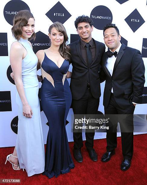 Actors Conor Leslie, Milana Vayntrub, Karan Soni and Eugene Cordero attend the 2015 TV LAND Awards at Saban Theatre on April 11, 2015 in Beverly...