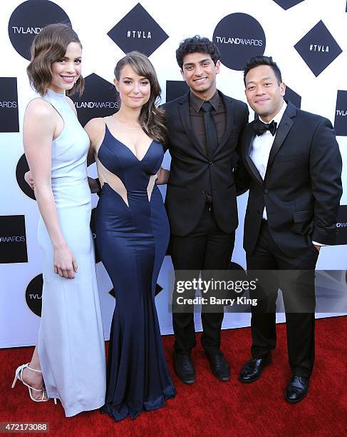 Actors Conor Leslie, Milana Vayntrub, Karan Soni and Eugene Cordero attend the 2015 TV LAND Awards at Saban Theatre on April 11, 2015 in Beverly...