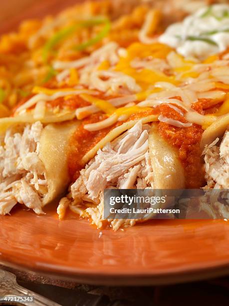 Entomadas Or Chicken Enchiladas High-Res Stock Photo