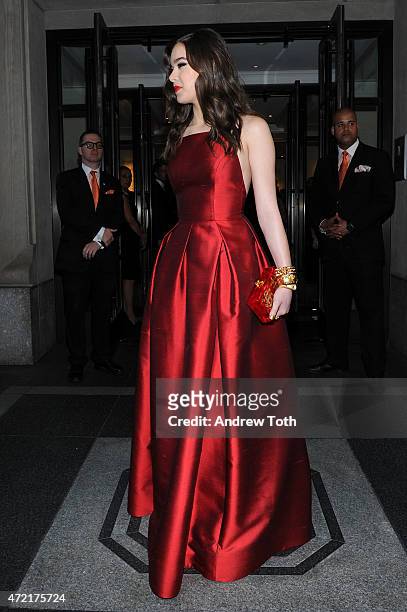 Hailee Steinfeld departs The Mark Hotel for the Met Gala at the Metropolitan Museum of Art on May 4, 2015 in New York City.