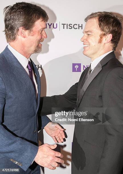 Peter Krause and Michael C. Hall attend NYU Tisch School of the Arts 2015 Gala at Frederick P. Rose Hall, Jazz at Lincoln Center on May 4, 2015 in...