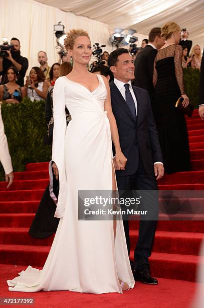 Uma Thurman and Andre Balazs attend the "China: Through The Looking Glass" Costume Institute Benefit Gala at Metropolitan Museum of Art on May 4,...