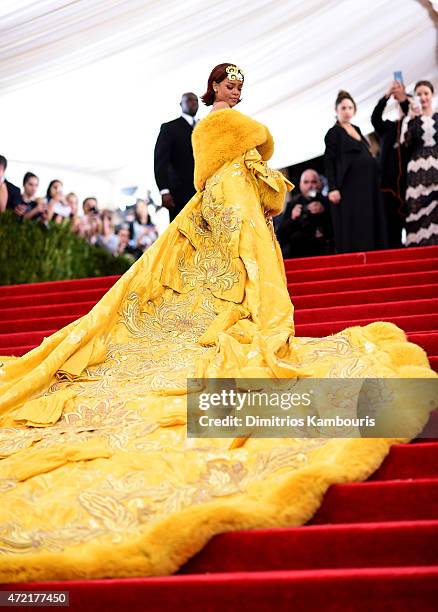 Rihanna attends the "China: Through The Looking Glass" Costume Institute Benefit Gala at the Metropolitan Museum of Art on May 4, 2015 in New York...