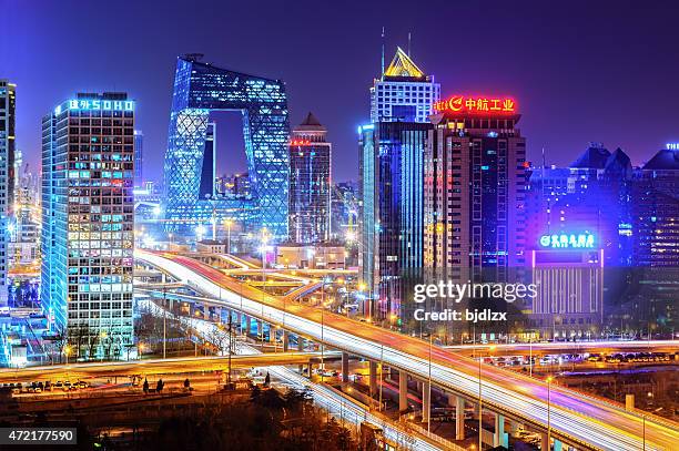 night on beijing - beijing traffic stock pictures, royalty-free photos & images