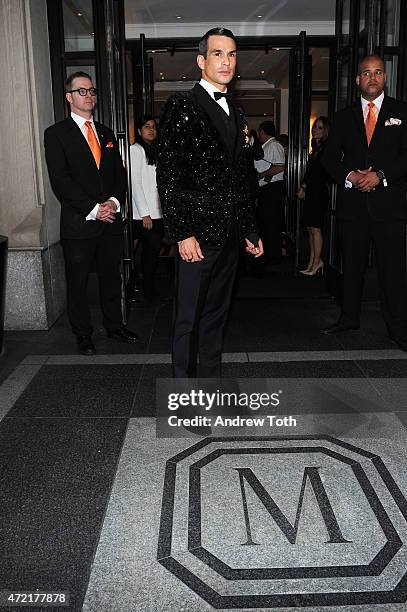 Jose Maria Manzanares departs The Mark Hotel for the Met Gala at the Metropolitan Museum of Art on May 4, 2015 in New York City.