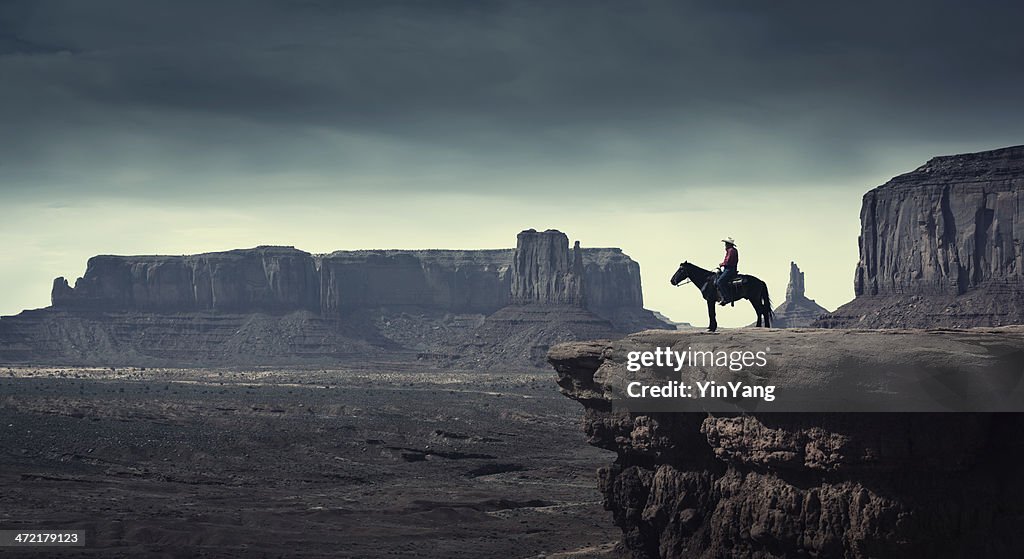 Native American Cowboy on Horse at Monument Valley Tribal Park