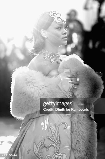 Rihanna attends the "China: Through The Looking Glass" Costume Institute Benefit Gala at the Metropolitan Museum of Art on May 4, 2015 in New York...