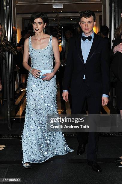 Anna Wood and Dane DeHaan depart The Mark Hotel for the Met Gala at the Metropolitan Museum of Art on May 4, 2015 in New York City.