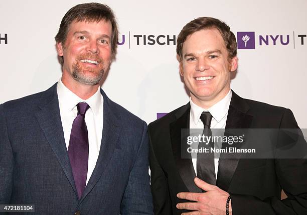 Peter Krause and Michael C. Hall attend NYU Tisch School of the Arts 2015 Gala at Frederick P. Rose Hall, Jazz at Lincoln Center on May 4, 2015 in...