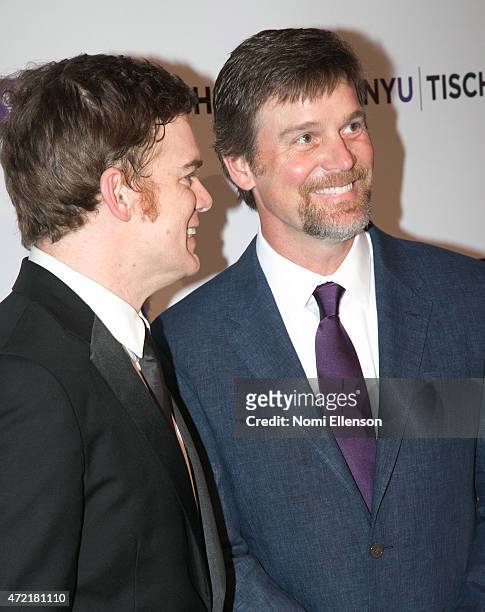 Michael C. Hall and Peter Krause attend NYU Tisch School of the Arts 2015 Gala at Frederick P. Rose Hall, Jazz at Lincoln Center on May 4, 2015 in...
