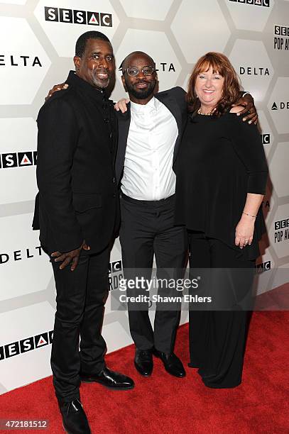Trevor Gale, Songwriter Bryan-Michael Cox and Linda Lorence Critelli attend the 2015 SESAC Pop Music Awards at New York Public Library on May 4, 2015...