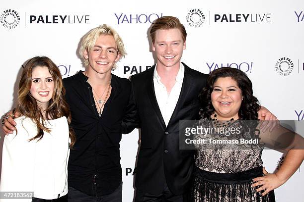 Actors Laura Marano, Ross Lynch, Calum Worthy and Raini Rodriguez attend the Paley Center for Media presents family night: "Austin & Ally" pecial...