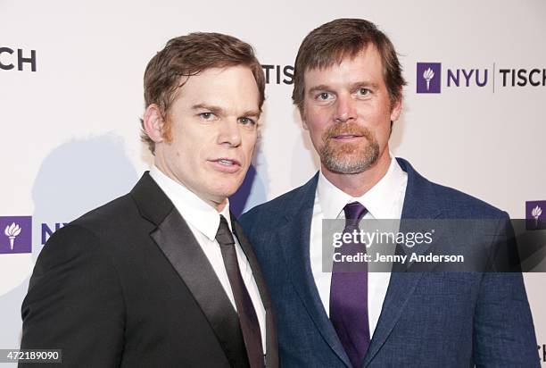 Michael C. Hall and Peter Krause attend NYU Tisch School of The Arts 2015 Gala at Frederick P. Rose Hall, Jazz at Lincoln Center on May 4, 2015 in...