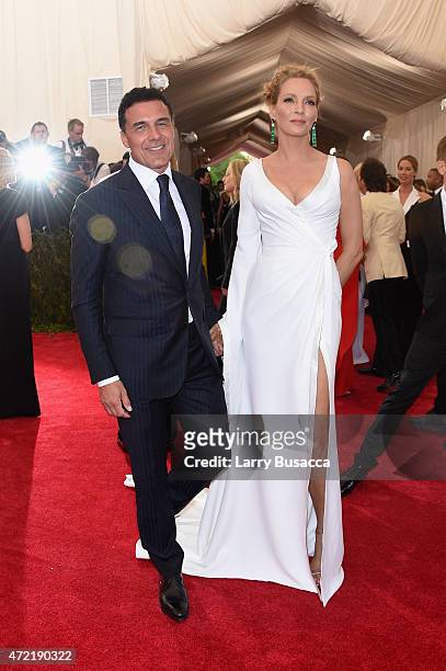 Andre Balazs and Uma Thurman attend the "China: Through The Looking Glass" Costume Institute Benefit Gala at the Metropolitan Museum of Art on May 4,...