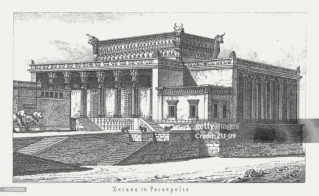Palace of Xerxes I, Persian king, wood engraving, published 1874